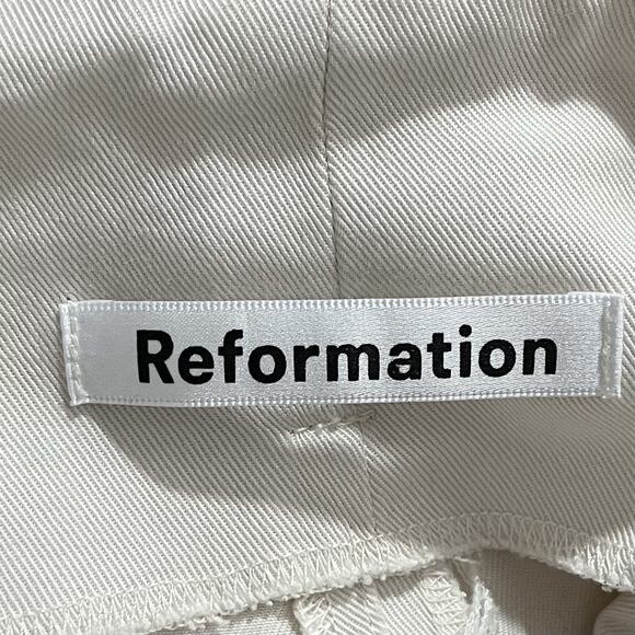 Reformation Avalon Pleated Paper Bag Pants Size 0 White High Waist Tie Ankle‎ - Picture 7 of 9